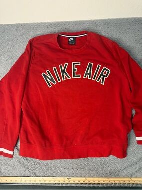 Nike Red Crewneck Sweatshirt with Contrasting NIKE AIR Logo